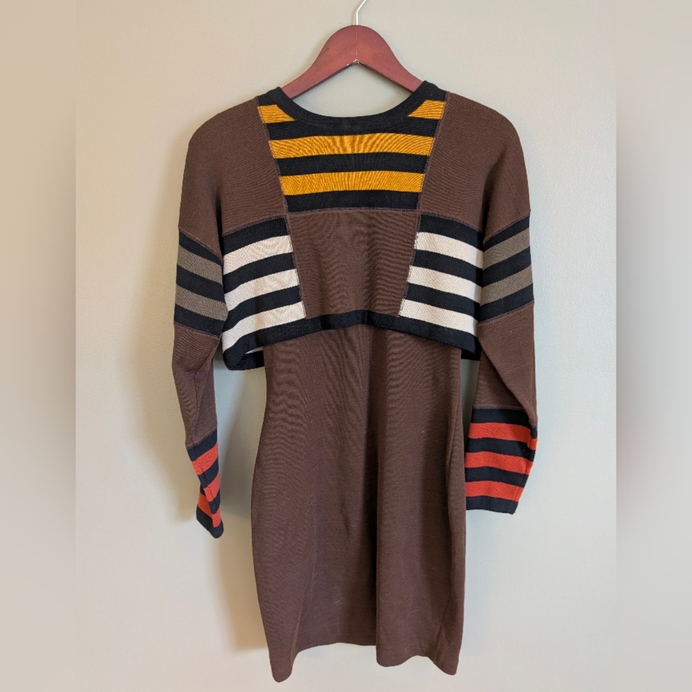 Andrea Jovine Vintage Wool Stripe Body Con Dress Size Medium